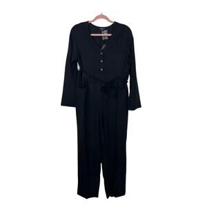 NWT Area Stars Black Long Sleeve Jumpsuit Rope Tie Waist Straight Leg Jumper XS